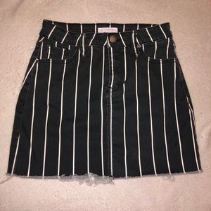 Black pin stripe mini skirt